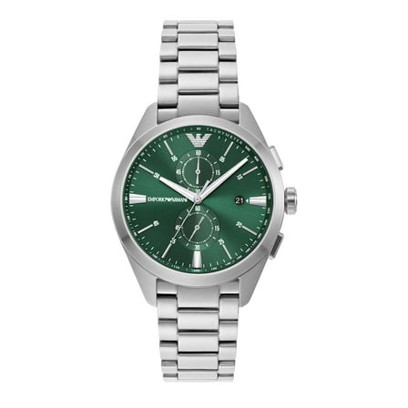 Emporio Armani Men's Chronograph Stainless Steel Watch (Model: AR11480), Silver/Green