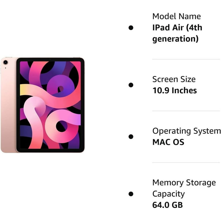 Restored 2020 Apple iPad air Wi Fi 64 GB Rose Gold (4th Restored 2020 Apple iPad air Wi Fi 64 GB Rose Gold (4th
