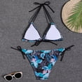 thumbnail image 6 of 2 Piece Swimsuit for Women Vintage V Neck Tie Back Bikini Top Bathing Suits Modest Swimwear with Bottom, 6 of 6