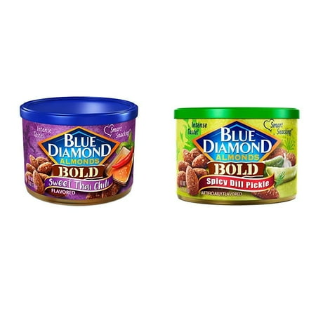 Blue Diamond Almonds, Bold Sweet Thai Chili, 6 Ounce with Blue Diamond Almonds, BOLD Spicy Dill Pickle, 6 Ounce
