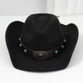 thumbnail image 5 of RUISINERY Vintage Felted Hat with And Gemstones Leather Belt Accent Western Hat for Men and Women, 5 of 7