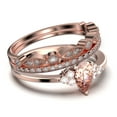 thumbnail image 2 of Dazzling Minimalist 2.25 Carat Pear Cut Affordable Ring, Morganite And Diamond Moissanite Engagement Ring, Unique Wedding Ring, Two Matching Band in 925 Sterling Silver With 18k Rose Gold Plating, 2 of 4