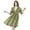 Green, variant on Moomaya Printed Quarter Sleeves Short Dress, Knee Length Flared Hem Summer Dress