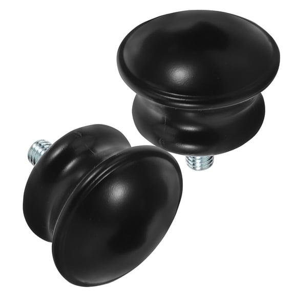 VERDANVERSE Black Curtain Rod Finials, Screw- Plastic and Stainless Steel Ends, Easy to Install, Set of 2 Pieces