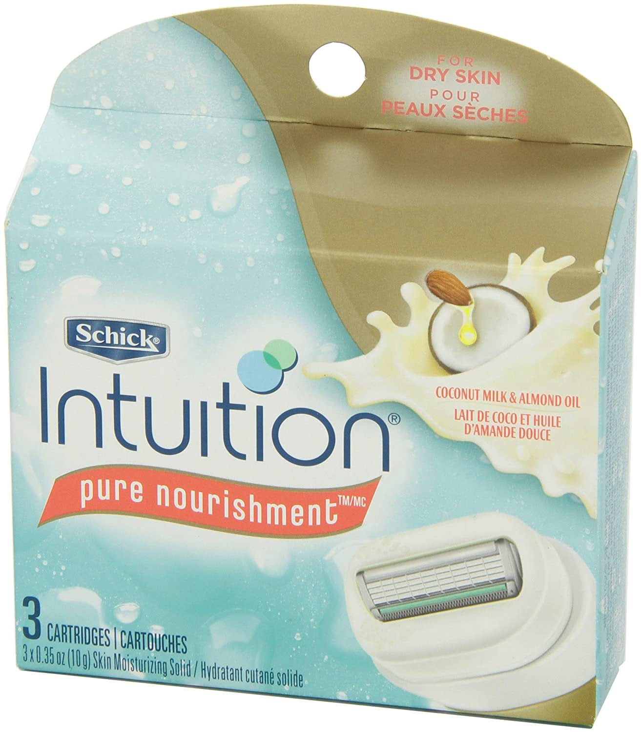 Schick Intuition Pure Nourishment with Coconut Milk & Almond Oil Razor Refills 3 ea (Pack of 4)