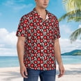 thumbnail image 2 of Lsque Red Floral pattern Hawaiian Shirt for Men, Unisex Summer Beach Casual Short Sleeve Button Down Shirts-X-Large, 2 of 9