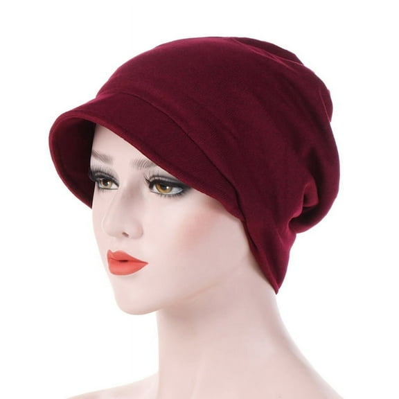 Ruanlalo Fashion Warm Cotton Women Solid Color Beanie Cap for Autumn Winter Wine Red