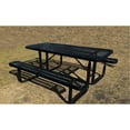 thumbnail image 3 of 72" Expanded Metal Picnic Table, Black. Steel Frame And Umbrella Hole. Supports 1100lbs. Ideal For Patios, Gardens. Quick Assembly Process Black Table. Strong Construction, Various Outdoor Settings., 3 of 4