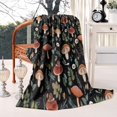 thumbnail image 2 of Brown Mushroom Flower Black Pattern Blanket,Comfortable Soft Flannel Throw Blanket,All Season,Warm Lightweight Blankets for Sofa Bed Couch Living Room Chair,50"x60", 2 of 4