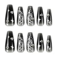 thumbnail image 2 of Press on Nails Long Coffin Fake Nails Glossy Glue on Nails Goth Black Ombre Gel Acrylic Nails Ballerina Artificial Nails Silver Butterfly Stick on False Nails with 3D Rhinestone Design 24 pcs, 2 of 4