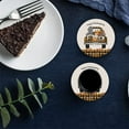 thumbnail image 6 of ZHANZZK Thanksgiving Orange Plaid Truck with Gnome and Pumpkins Set of 6 Round Coaster for Drinks, Absorbent Ceramic Stone Coasters Cup Mat with Cork Base for Home Kitchen Room Coffee Table Bar Decor, 6 of 6