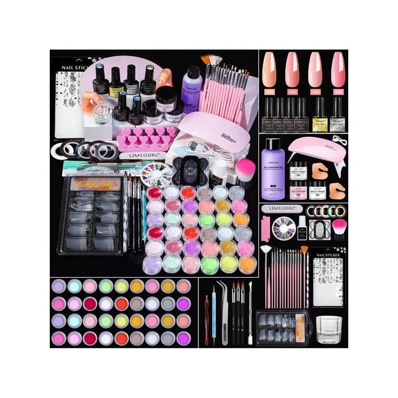 Acrylic Nail Starter Kit for Beginners - Pro Gel Polish Set w/ UV Lamp, Glitter Acrylic Powder & Essential Supplies - All-in-One DIY Kit for Salon-Quality Nails At Home