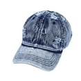 thumbnail image 2 of Helii Unisex Distressed Denim Baseball Cap Vintage Washed Dad Hat Low Profile Unstructured Ripped Cotton Cap Adjustable Metal Buckle Curved Brim Hat Dark Blue,One Size, 2 of 4