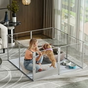 BingoPaw Clear Dog Whelping Box Fence Pet Breed Pen Playpen with Waterproof Pad, 24 H