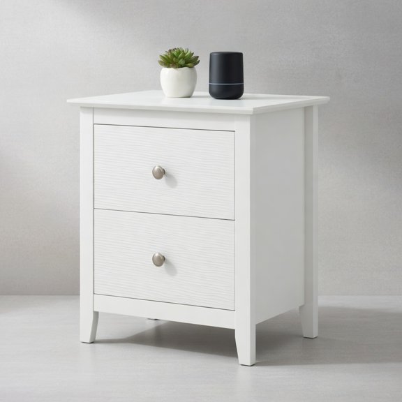 Topcobe Modern Nightstand with 2 Drawers for Small Spaces, Modern Furniture for Living Room, Bedroom, Office-White