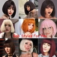thumbnail image 5 of 12 Inches Short Bob Wig Black Wigs With Bangs Synthetic Wigs for Women Lolita Cosplay Party Natural Hair Wigs Extensions, 5 of 5