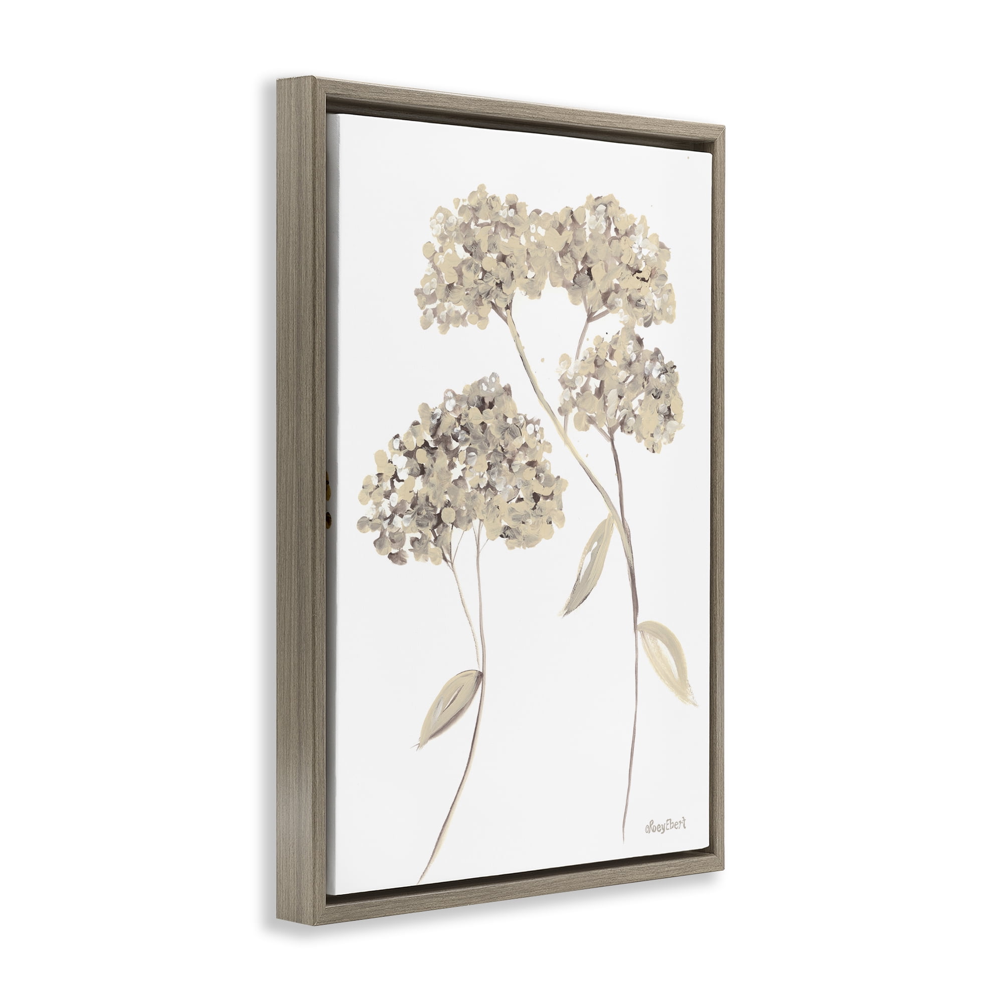 Stupell Industries Soft Geranium Florets Botanical & Floral Painting Brown Floater Framed Art Print Wall Art, 21 x 31