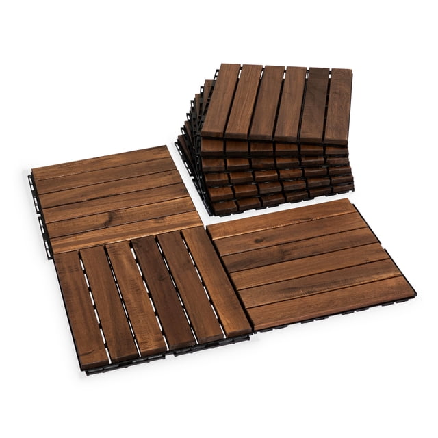 Deck Tiles VICTORY RELAX - Suelo de madera de acacia, 9 unidades, VR, color marrón