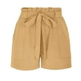 thumbnail image 4 of REALiKUN Women Casual Shorts Ruffle Bowknot Tie Waist Summer Shorts with Pockets, 4 of 8