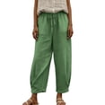 thumbnail image 6 of Cmtiyu Cotton Pants for Women, Baggy High Waist Drawstring Straight Leg Pants, Casual Travel Vacation Trousers With Pockets, S-3XL, 6 of 10