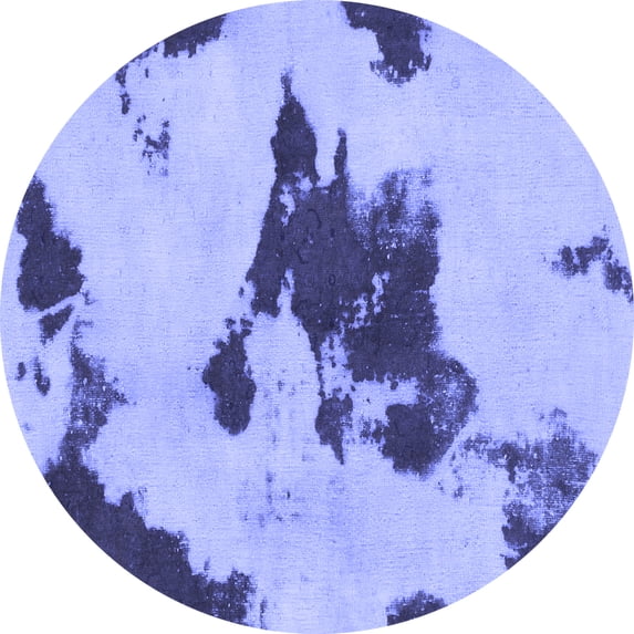 Ahgly Company Indoor Round Abstract Blue Modern Area Rugs, 8' Round