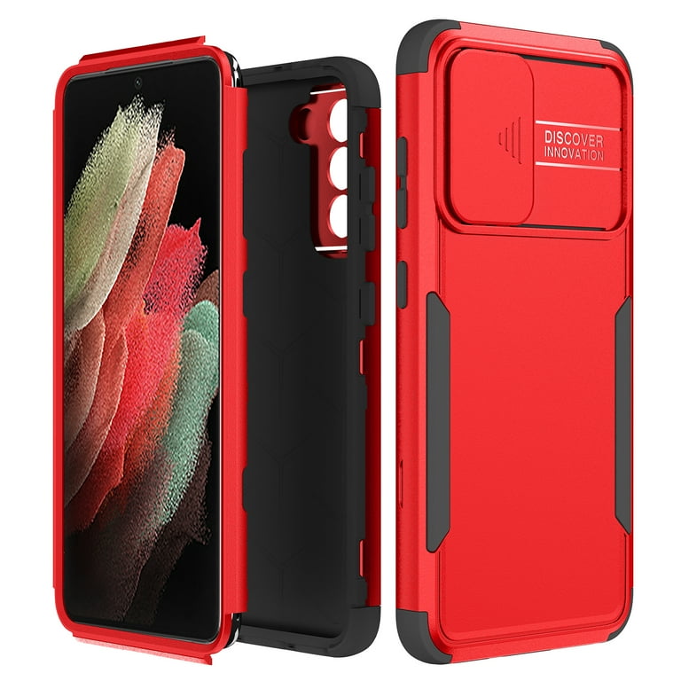 Samsung Galaxy S21 FE 5G Case with Slide Camera Cover Heavy Duty Camera Lens Protection Hard PC Soft TPU Slim Fit Military Grade Drop Protective Case