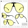 thumbnail image 2 of Bling Rhinestone Rim Luxury XL Oversize Shield Racer Plastic Sunglasses Black - Yellow, 2 of 8