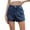 Dark Blue, variant on Women's Stretch Denim Casual Shorts - Button Flap Pockets & Elastic Waistband, Faded Solid Color Retro Jean Shorts for Daily Wear,Army Green L