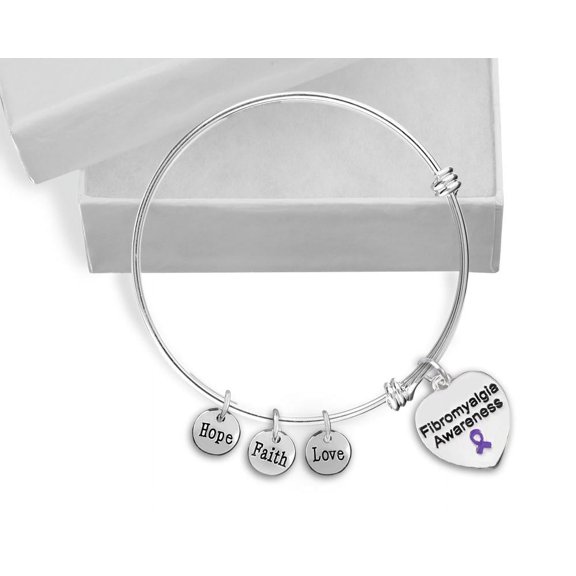 Fibromyalgia Heart Retractable Charm Bracelets