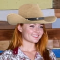 thumbnail image 4 of OwnShow Straw Cowboy Hat for Women Men Western Sun Hat Wide Brim Summer Belt Cowgirl Hats, 4 of 14
