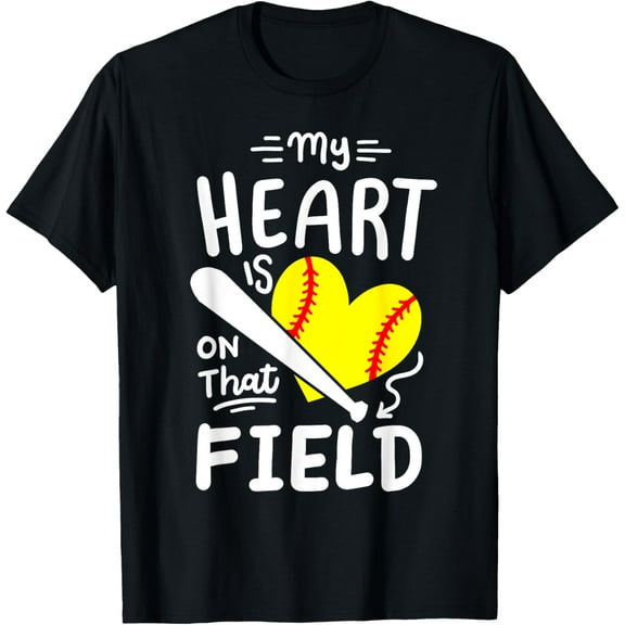 Softball Player Mom Grandma My Heart Is On That Field T-Shirt