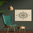 thumbnail image 2 of Ships Wheel Wall Art with Frame, Retro Ship Wheel Antique Sailboat Navigation Tool Monochromic Nostalgic Print, Printed Fabric Poster for Bathroom Living Room, 35" x 23", Beige Brown, by Ambesonne, 2 of 2