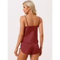 thumbnail image 3 of DARING DIVA Women's Satin Cami Short Sleepwear Silky Pajamas Sets Red M, 3 of 6
