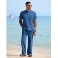 thumbnail image 2 of COOFANDY Men Linen Sets Outfits 2 Piece Casual Henley Shirts Casual Yoga Pants Set Hawaiian Beach Outfit, 2 of 6