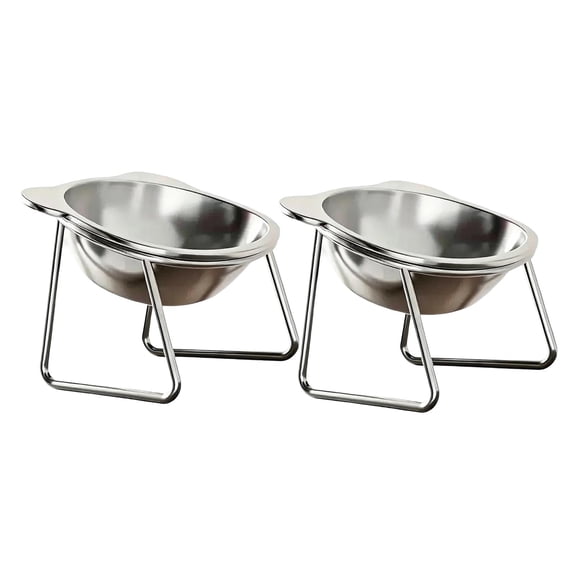 Rdausd Stainless Steel Elevated Pet Bowls Set of 2, Raised Cat and Dog Food Water Bowls with Non-Slip Metal Stand, Neck Protection Feeding Dishes