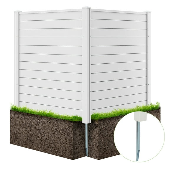 Topbuy Air Conditioner Fences Outdoor Privacy Fences Screens Trash Can Enclosures PVC with Metal Ground Stakes White