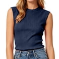 thumbnail image 4 of ITSAME Womens Ribbed Tank Tops Crewneck Sleeveless Shirts Summer Stretchy Casual Tops Navy Size S, 4 of 7