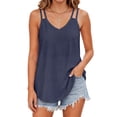 thumbnail image 2 of 2 Packs Tank Tops for Women Sleeveless Summer Tops V-Neck Double Spaghetti Strap Eyelet Casual Camisole Shirts for Daily, 2 of 8