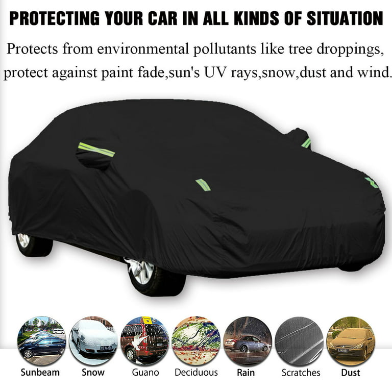 Universal SUV/Sedan Full Car Covers Outdoor Waterproof Sun Rain Snow  Protection UV Car Zipper Design Black Car Case Cover S-XXL