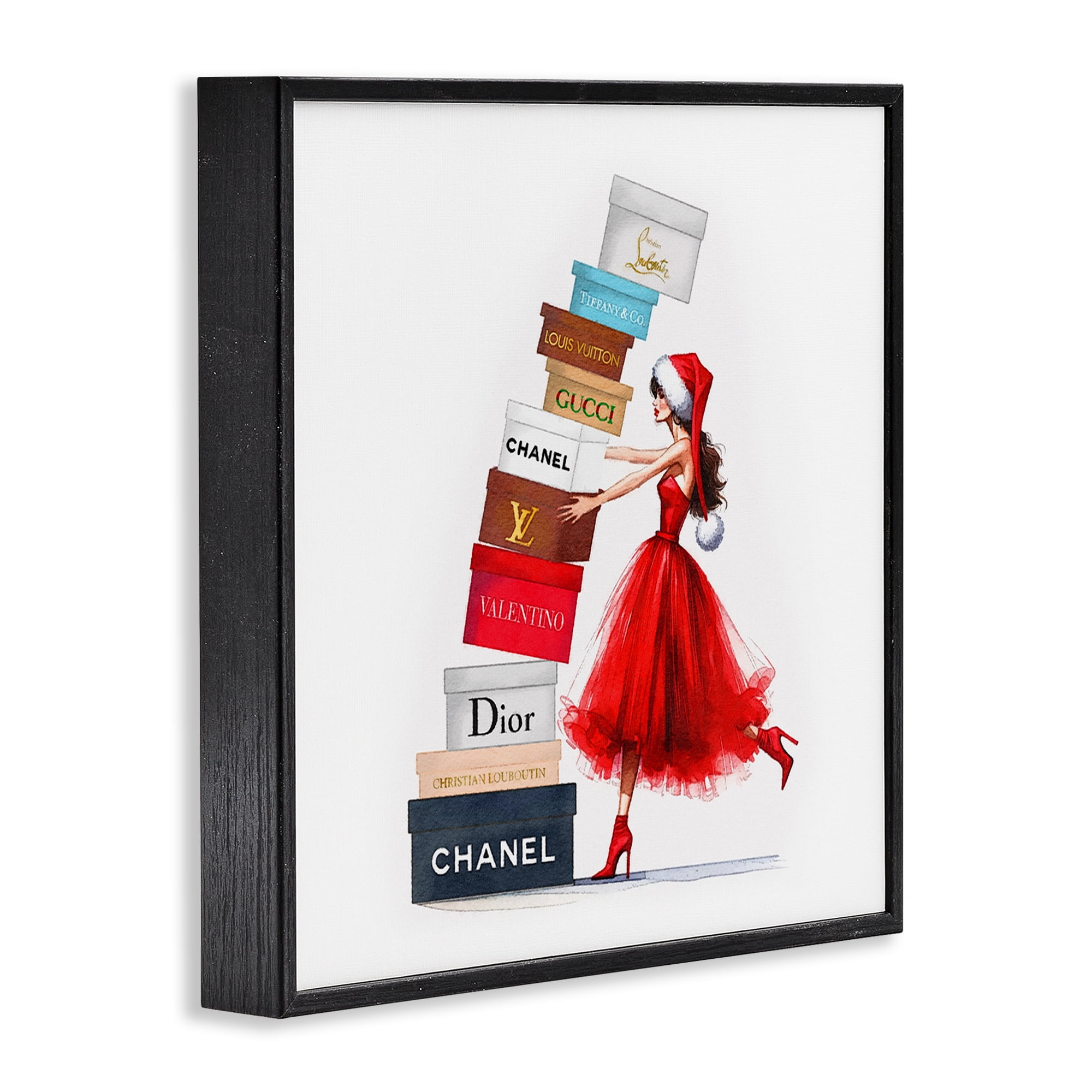 Stupell Industries Christmas Shopping Boxes Holiday Painting Black Framed Art Prints Wall Art, 12 x 12