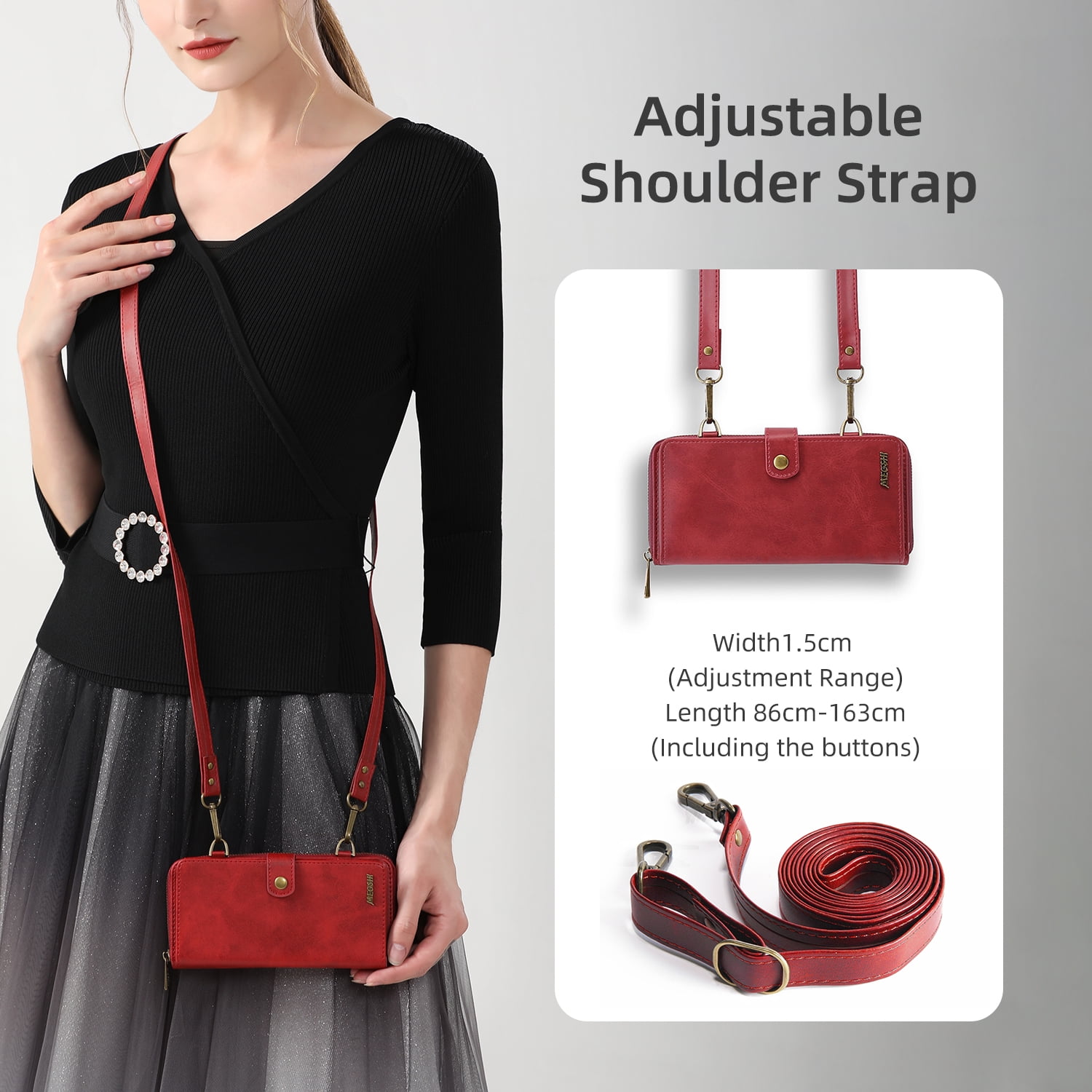 ShieldFlex Wallet Case Compatible with Samsung Galaxy S25 Ultra 5G, 13-Card Holder Soft PU Leather Crossbody Wallet Zipper Pocket Magnetic Detachable Phone Cover Fit for Galaxy S25 Ultra,Red (3 IN 1)
