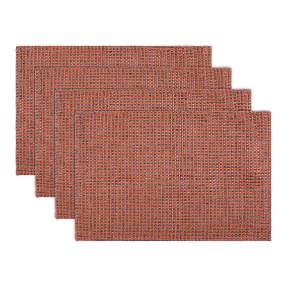 REGALWOVEN Farmhouse Placemats Set of 4 Cotton and Linen Placemats for Dining Table Decor Washable Kitchen Table Mat Wipe Clean Orange 18.1x11.8inch