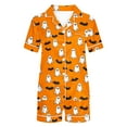 thumbnail image 5 of SwiftWear Spooky Halloween Pajama Shorts Set for Women - Cute Print Sleepwear & Lounge Wear, Button Top with Comfort Shorts 2 Pieces Pajamas Orange, 5 of 8