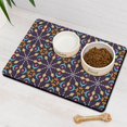 thumbnail image 3 of Boho Retro Floral Pet Feeding Mat-Absorbent Pet Placemat for Food and Water Bowl, with Waterproof Rubber Backing, Quick Dry Water Dispenser Mat for Dog and Cat (16"x24"), 3 of 6