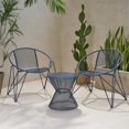 thumbnail image 4 of Noble House Erikson 3 Piece Outdoor Iron Conversation Set in Matte Navy Blue, 4 of 10