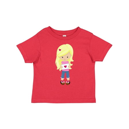 

Inktastic Valentine s Day Girl Girl in Love Blonde Hair Gift Toddler Toddler Girl T-Shirt