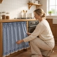 thumbnail image 5 of Handmade Oven Cover Curtain Kitchen Appliance Hide Decor with Ruffles and Ribbon Ties for Stove Range, Farmhouse Style Dishwasher Cover, Decorative Stove Front Apron, 5 of 5