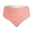thumbnail image 5 of Women's High Waist Bikini Bottoms, Ruched Design, High Cut, Full Coverage, Nylon-Spandex, for Swimming & Water Activities, 5 of 5