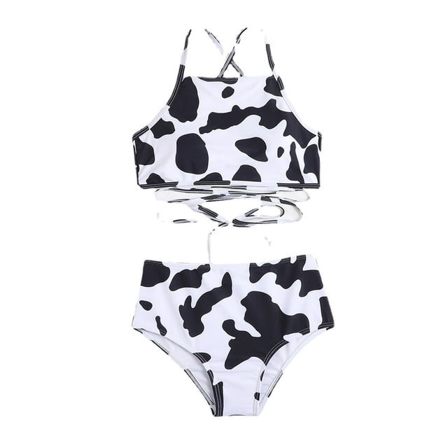 Traje de baño sexy para mujer Traje de baño de bikini con estampado de vaca dividida Fridja nalpqowj20806