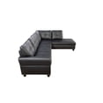 thumbnail image 3 of Hommoo Faux Leather Living Room Furniture Set, Modern Nailhead Trim L-Shaped Sectional Couch and Sofa Set with Cup Holder, Right Side, Black, 3 of 9